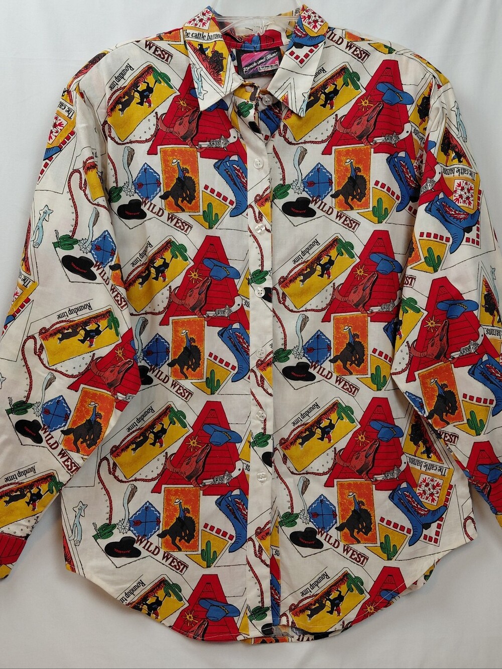 Vintage Ranch And Town Cowboy Novelty Shirt Size Medium